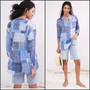 $5 ship! NWT Pilcro (Anthropologie) Tiered Tunic Patchwork Blouse - S